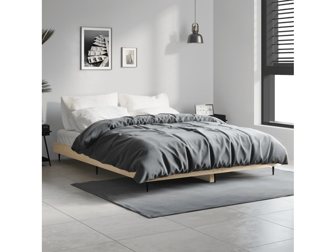 Estructura De Cama Madera De Ingeniería Roble Sonoma 135x190 Cm