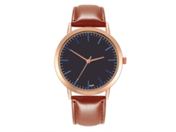 Reloj De Pulsera Elegante De Cuarzo Con Correa De Cuero Para Hombre Y Mujer (marrón Claro)