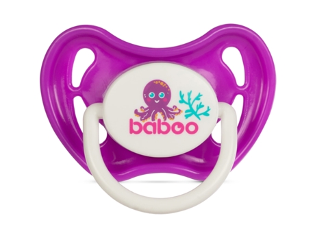 Chupete Simétrico de Silicona BABOO, Morado, Sea Life, 0 Meses