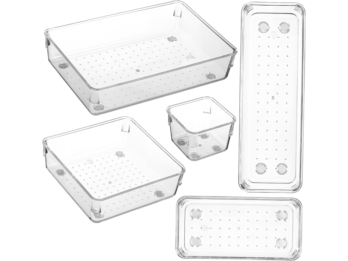 1 Juego De Organizadores De Cajones Transparentes Con Separadores Para Guardar Maquillaje.