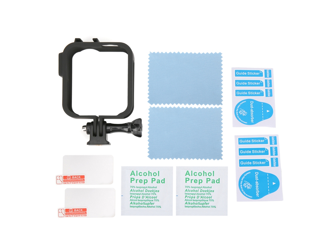 NEVEANCE Funda Resistente a Caídas para Cámara Deportiva Panorámica, Kit con Armazón Protector y Película de Cristal Templado para Max