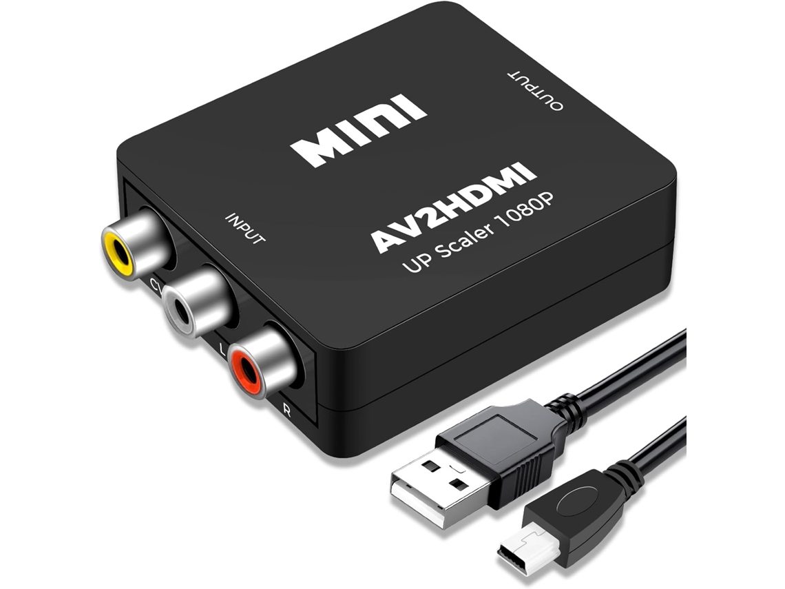 Convertidor De Rca A Hdmi - Adaptador Av A Hdmi 1080p - Con Cable De Alimentación Usb - Pal/ntsc