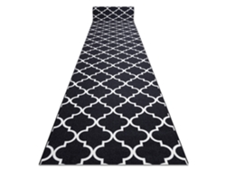 Alfombra de Pasillo con Refuerzo de Goma 133 cm Enrejado Trébol Marroquí Negro Trellis 30350