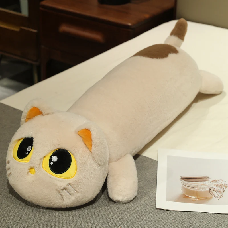 (marrón Claro, 110 Cm) Cojín Largo Para Adultos Con Forma De Gato, Suave Y Cómodo.