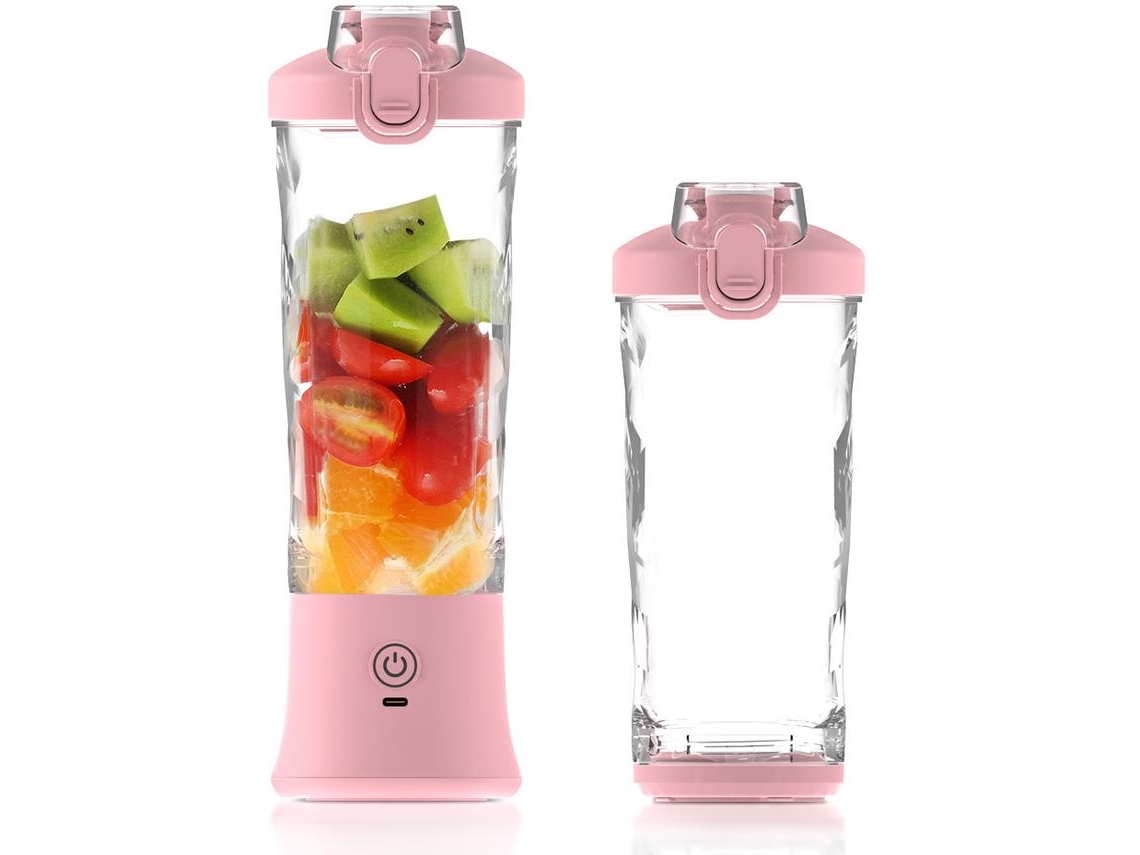 Licuadora Portátil De 20Oz, Taza Exprimidora De Frutas Pequeña Recargable Por Usb-C, Sin Bpa Para Cocina, Viajes, Deportes CHRUI Rosa