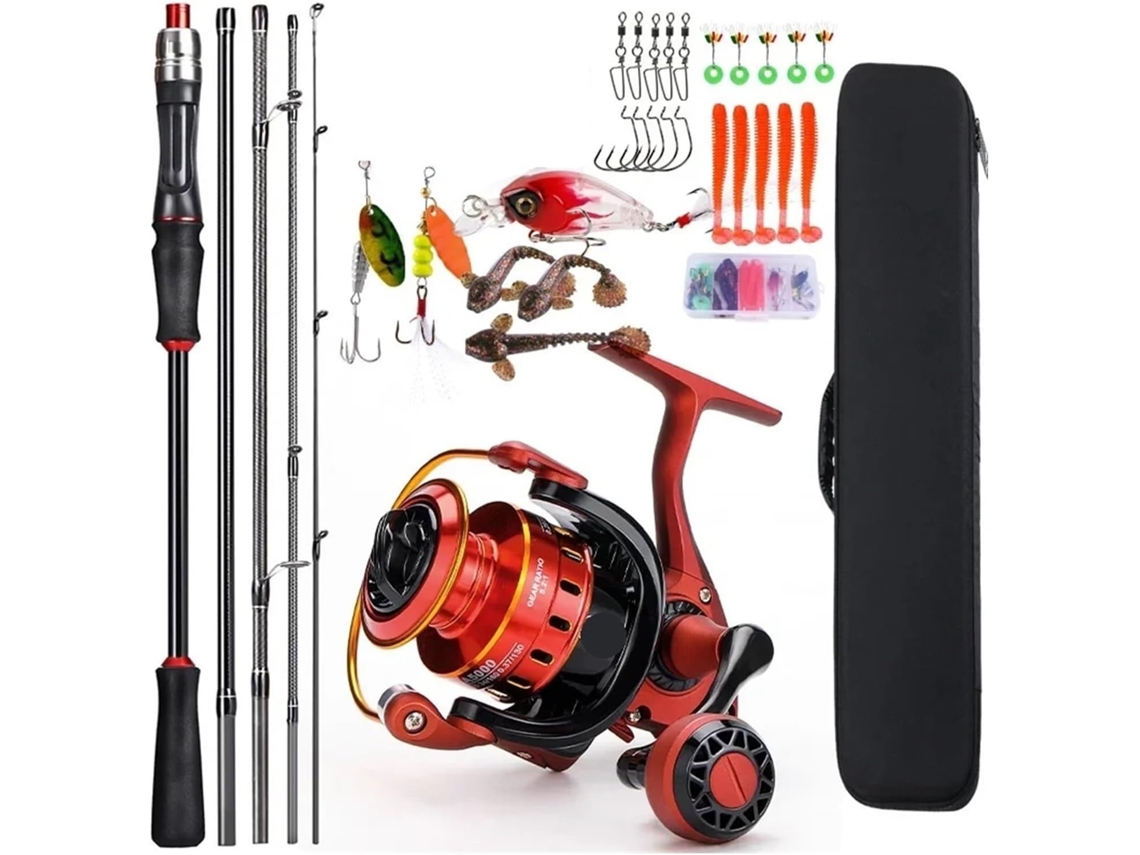 Caña Y Carrete De Spinning Fibra Carbono 1,8/2,1 M, Potencia Freno Máxima 8 Kg, Ideal Para La Pesca Lubina,...
