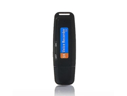 Grabadora de voz digital con disco U de una tecla, Yizhood, tarjeta de memoria flash TF, grabadora de voz USB (negra)