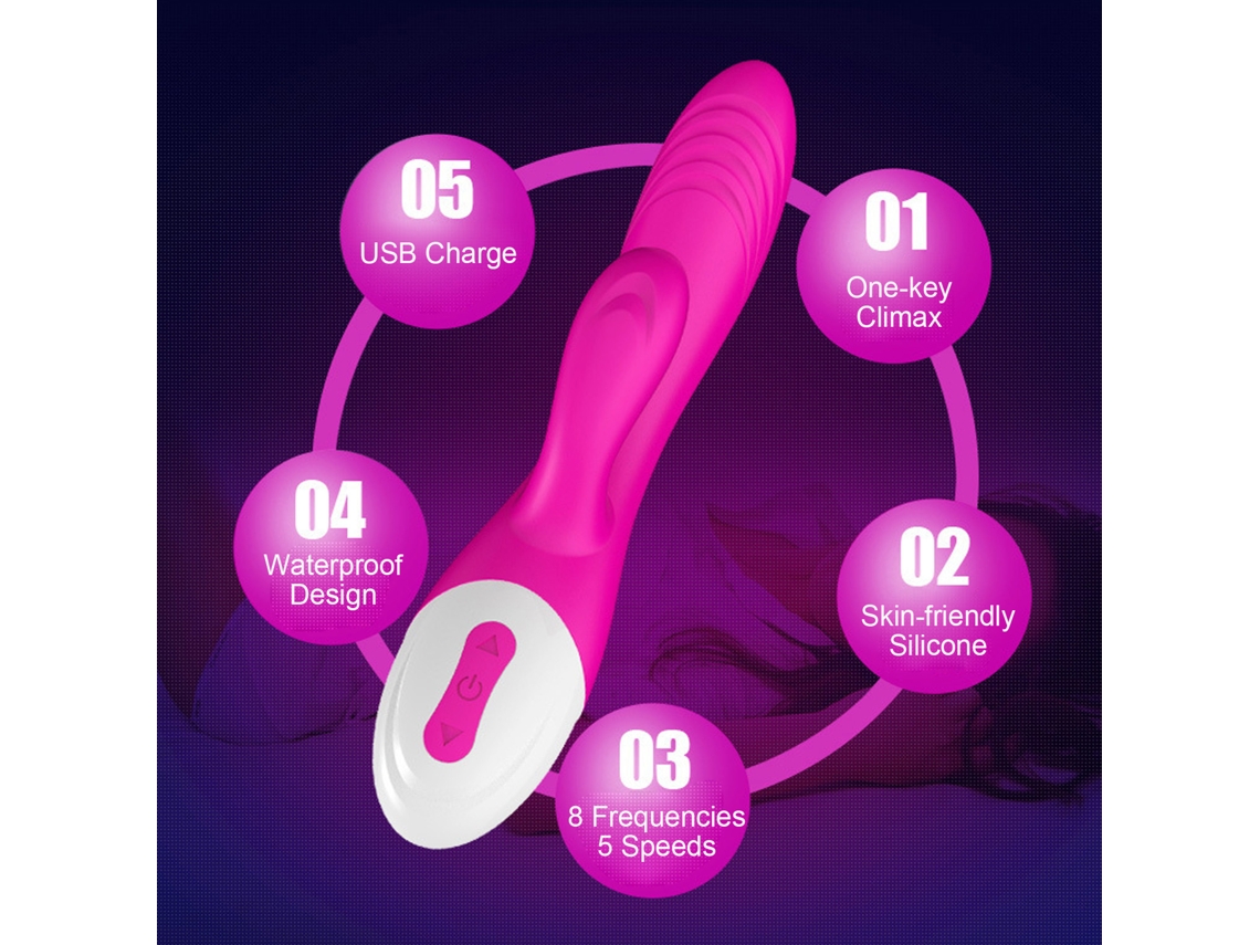 Vibrador Para Mujer Palillo De Masaje 8 Frecuencias 5 Velocidades Silicona Calentamiento Clímax 1 Botón