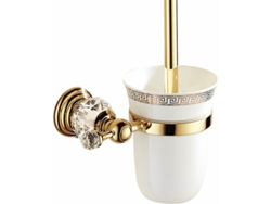 Juego de escobilla de baño de lujo para montar en la pared, acabado dorado, compatible con varios estilos de decoración para un baño elegante.