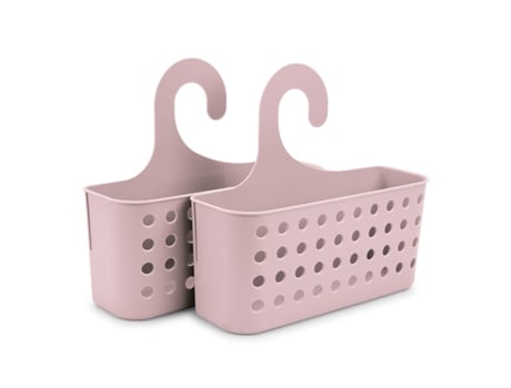 PLASTIC FORTE Juego de 2 Cestas Organizadoras de Ducha Colgantes Rosa