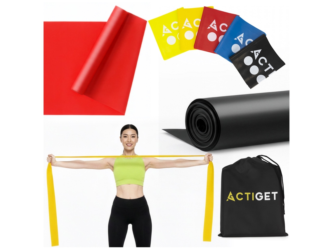 Bandas de resistencia para ejercicio – Paquete de 5 unidades. Resistencia que va de 1 a 15 kg.
