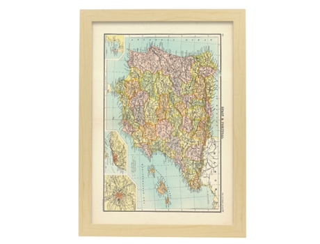 NACNIC Pósters Geográficos En Vintage Mapa De La Península Ibérica Ilustraciones De Antiguos Mapamundis En Tonos Sepia Tamaño A4 Con Marco Blanco