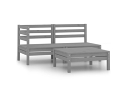 Conjunto de salón de jardín de 2 piezas de pino macizo gris Dkd Home Decor