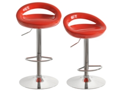 Juego De 2 Taburetes Giratorios De Bar Con Reposapiés De Altura Regulable Y Base De Acero, Color Rojo.