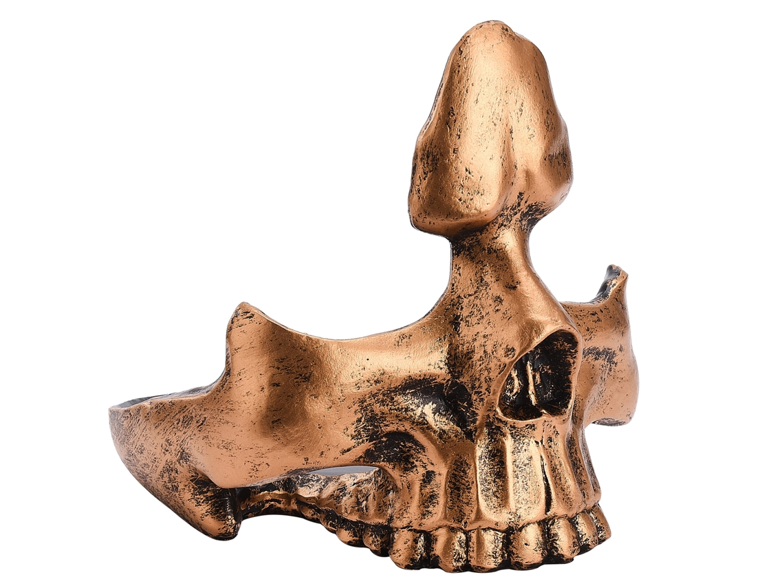 Soporte para gafas con forma de calavera, resistente y con ricos detalles.