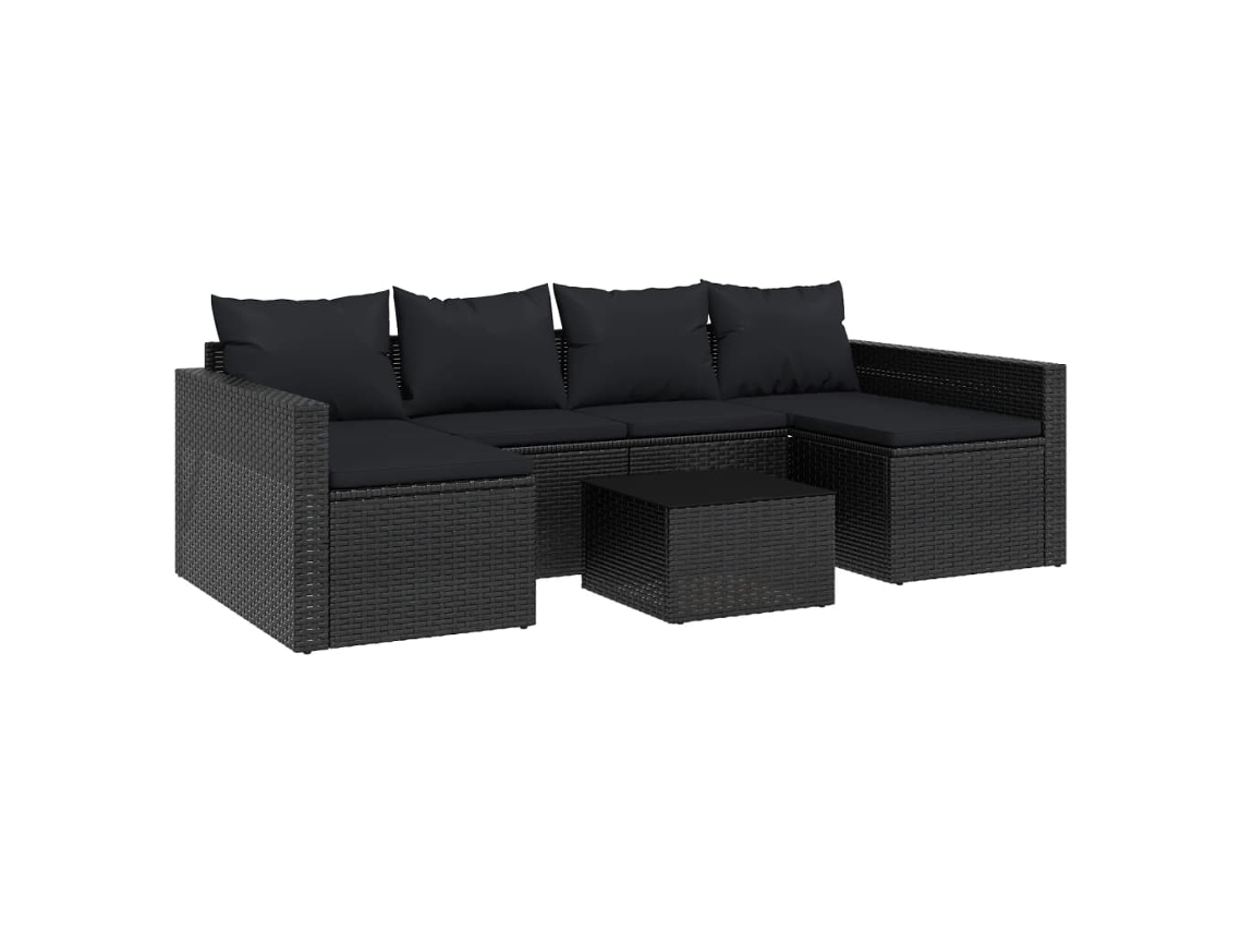 Maison Exclusive - Set De Muebles De Jardín 2 Pzas Y Cojines Ratán Sintético Negro