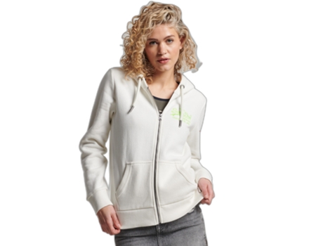 Sudadera con Capucha Vintage de Mujer SUPERDRY Cremallera Logo Beige (S)