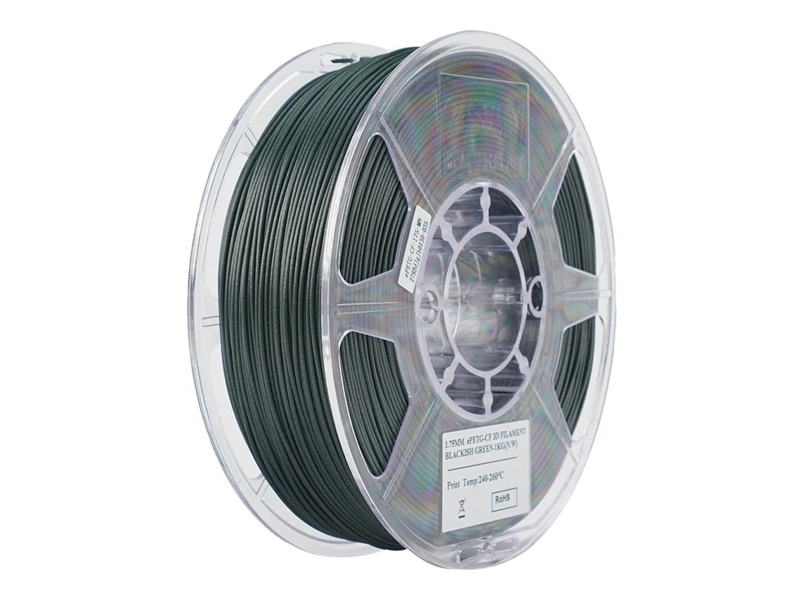 Filamento 3D, diámetro 1,75 mm, 1 kg de fibra de carbono PETG, verde oscuro OEM