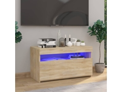 Mueble de TV con luces LED, 75 x 35 x 40 cm, roble Sonoma, DKD HOME DECOR