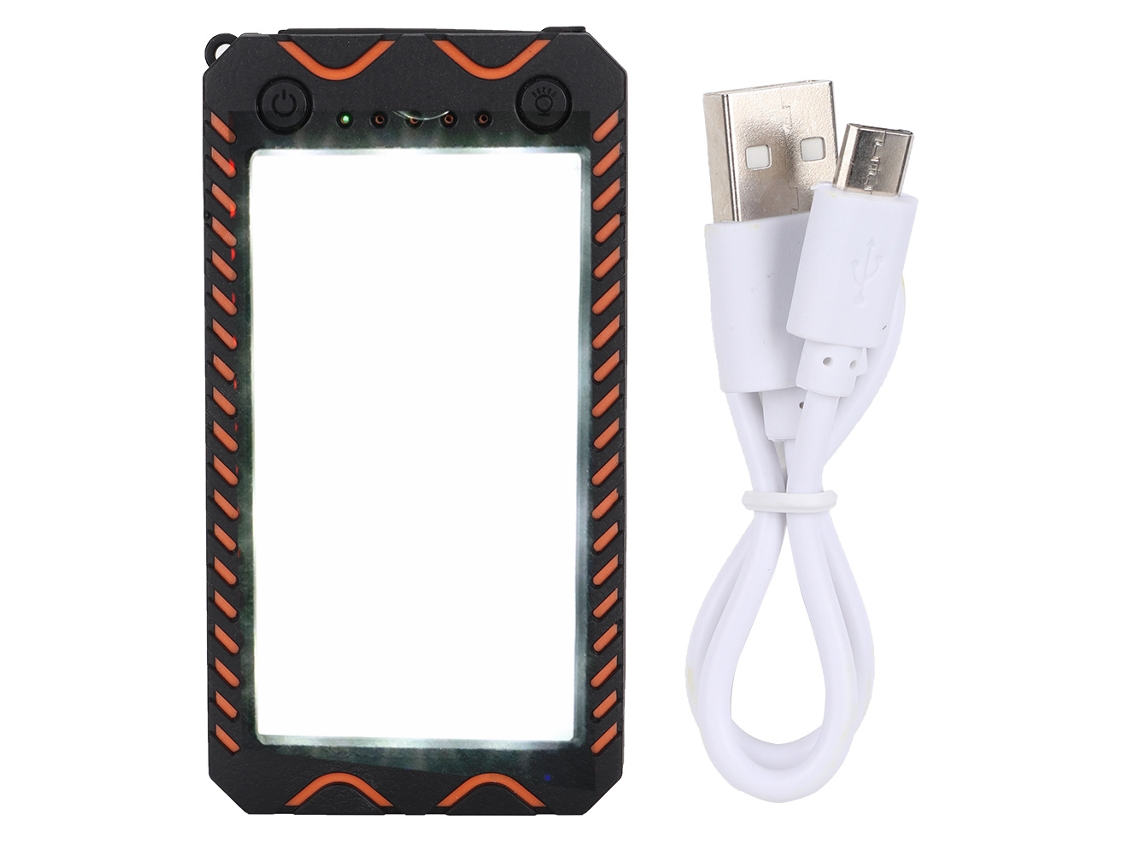 Batería Externa Solar De 10000 Mah Con Linterna Led, Brújula Y Doble Salida Usb - Portátil