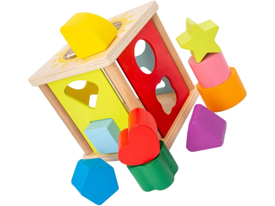 Juego De Bloques De Construcción Geométricos Con Clasificación De Formas: Sol Y Estrella. Juguete Educativo Para Niños Y Niñas.