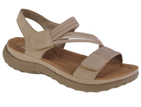 Sandalias Mujer RIEKER (39 - Cuero Sintético - Beige)