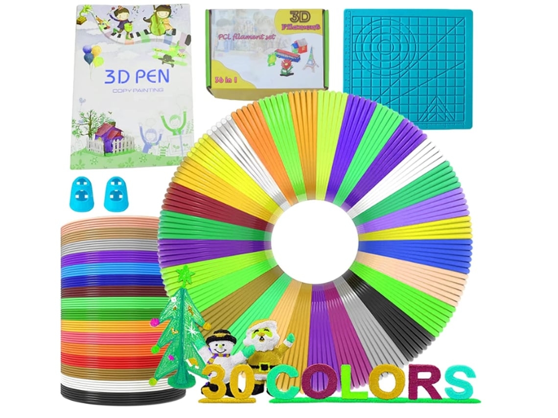 Kit de filamento para bolígrafo de impresión 3D, filamento PCL, 30 colores, 150 m, tapete para bolígrafo 3D, 40 modelos, azul Gusshious