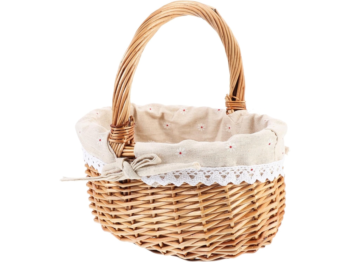 Cesta de lino trenzado Slowmoose para picnics/viajes.