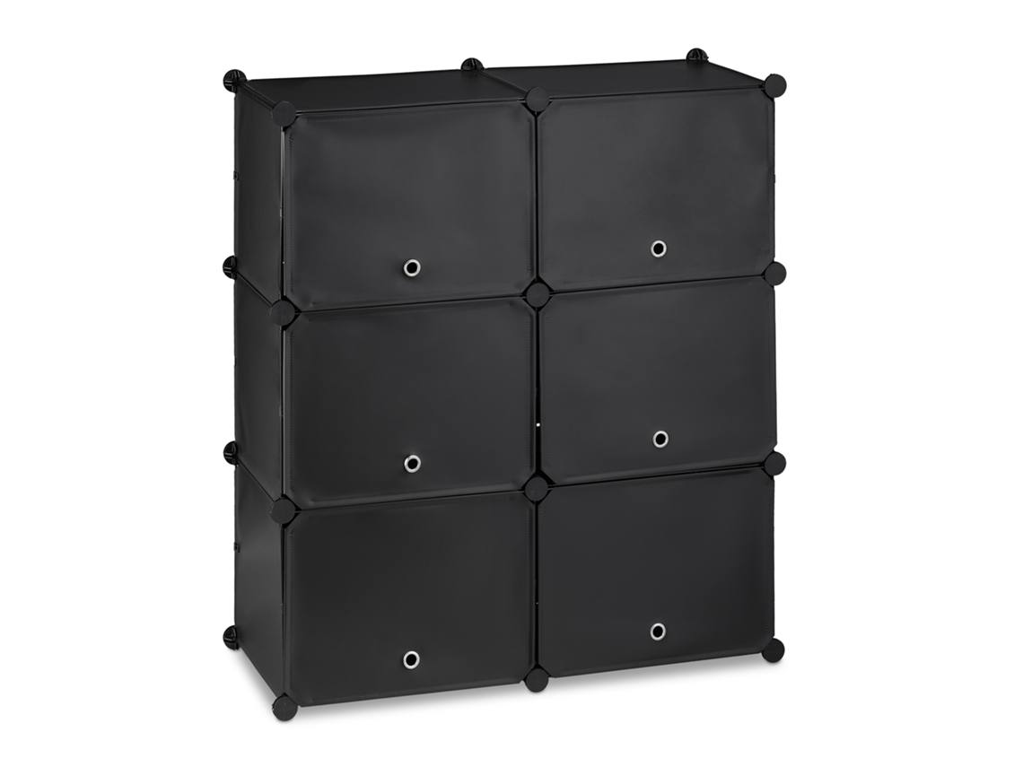 Relaxdays Mueble Zapatero Modular, Organizador Zapatos Con Puertas, 95x85x31,5 Cm, 12 Compartimientos, Plástico, Negro
