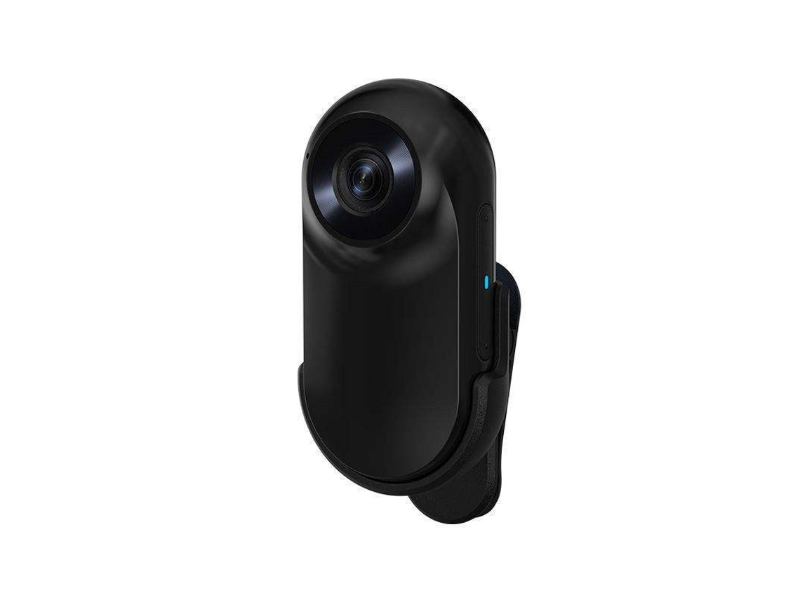 Cámara de pulgar con estabilizador de imagen para viajes al aire libre y ciclismo A100, cuello de tela, tarjeta de 64 GB, Sfushos (negra)