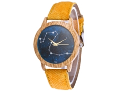 Reloj De Pulsera Moderno De Cuarzo Zhoulianfa Con Correa De Lona Y Esfera Redonda Amarilla.