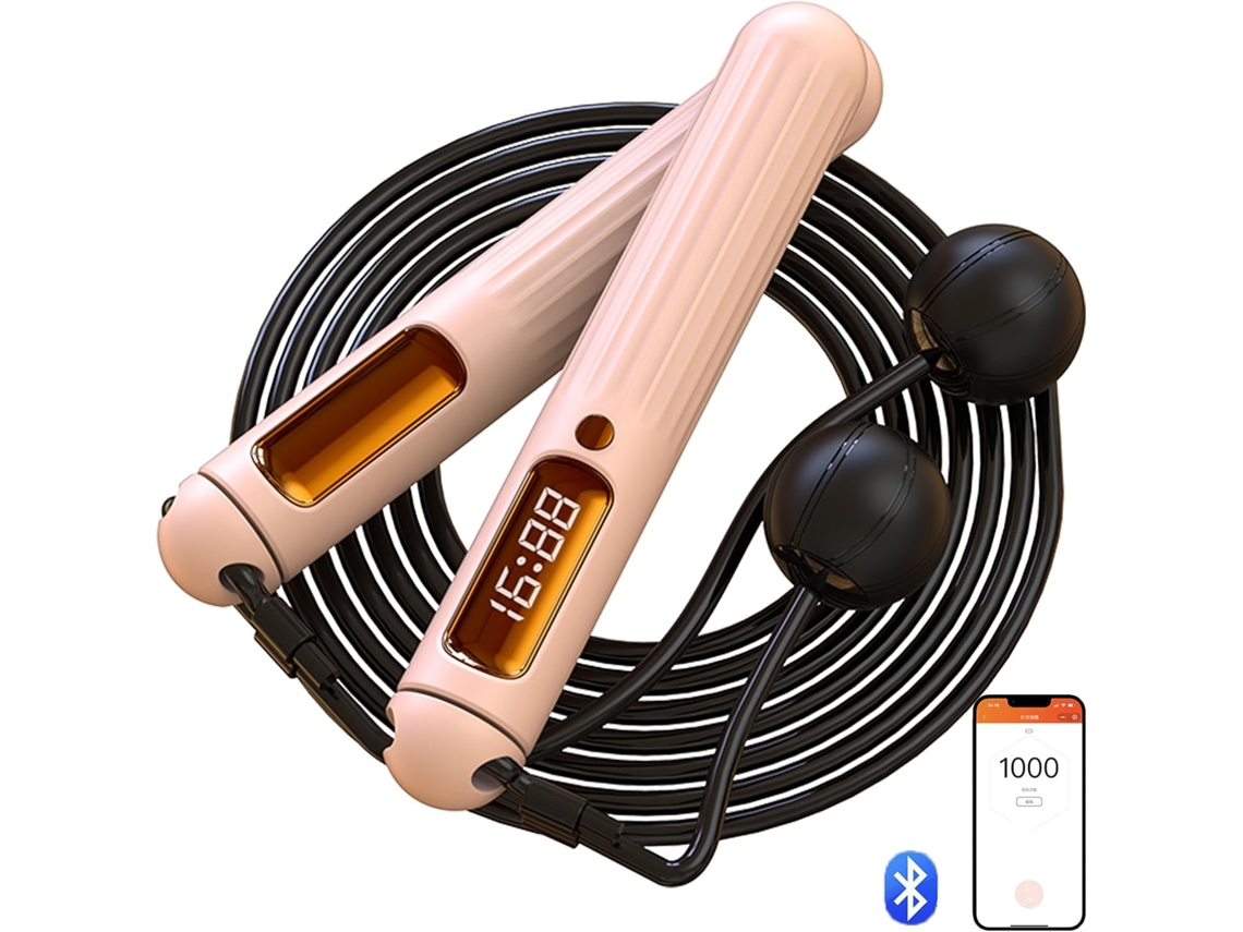 Cuerda Para Saltar Con Contador De Calorías (con/sin Cuerda), Inteligente, Recargable, Con Conectividad Bluetooth (rosa)
