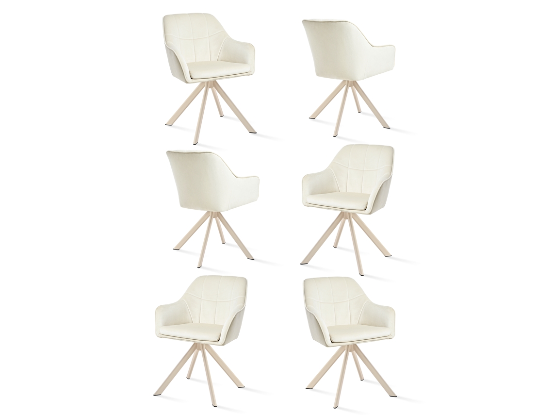 Sillas De Comedor Goeurvant 1437(pack De 6, Marfil, Terciopelo)