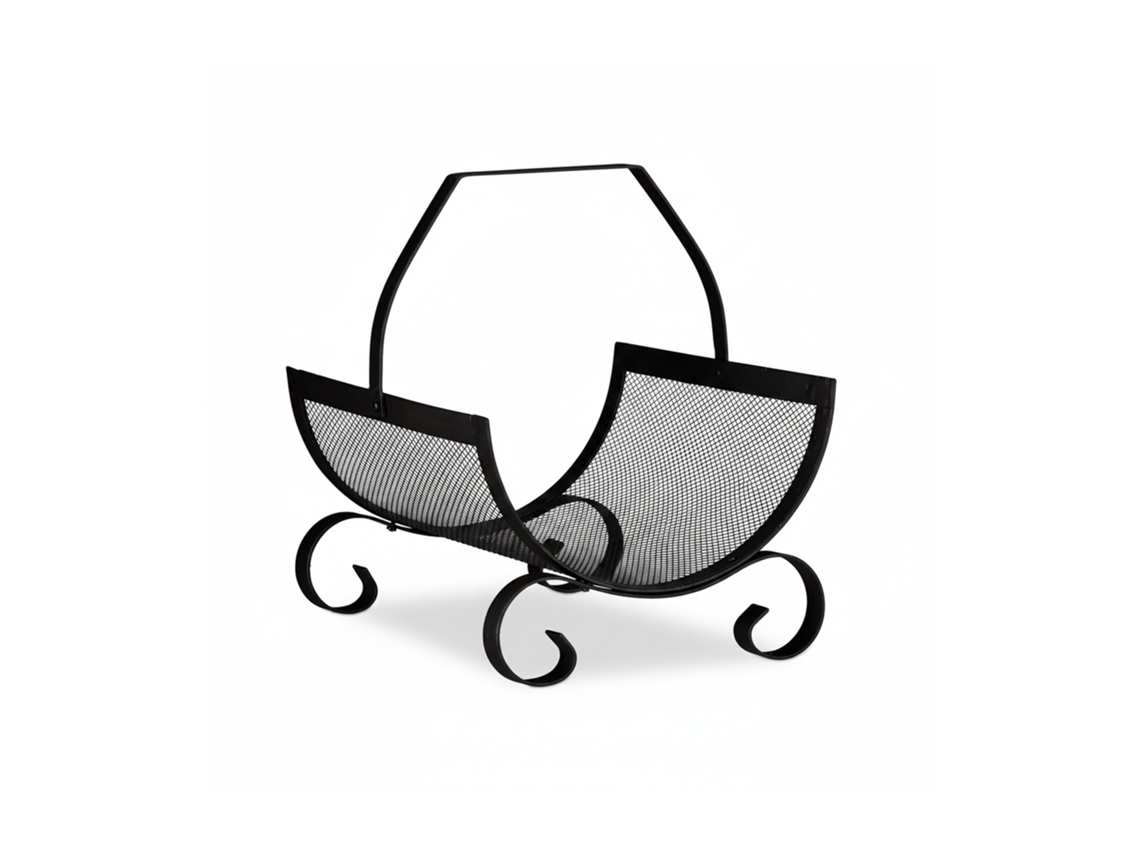 Relaxdays Cesta Para Leña Vintage Con Asa, Acero, Negro, 40 X 33 X 38 Cm