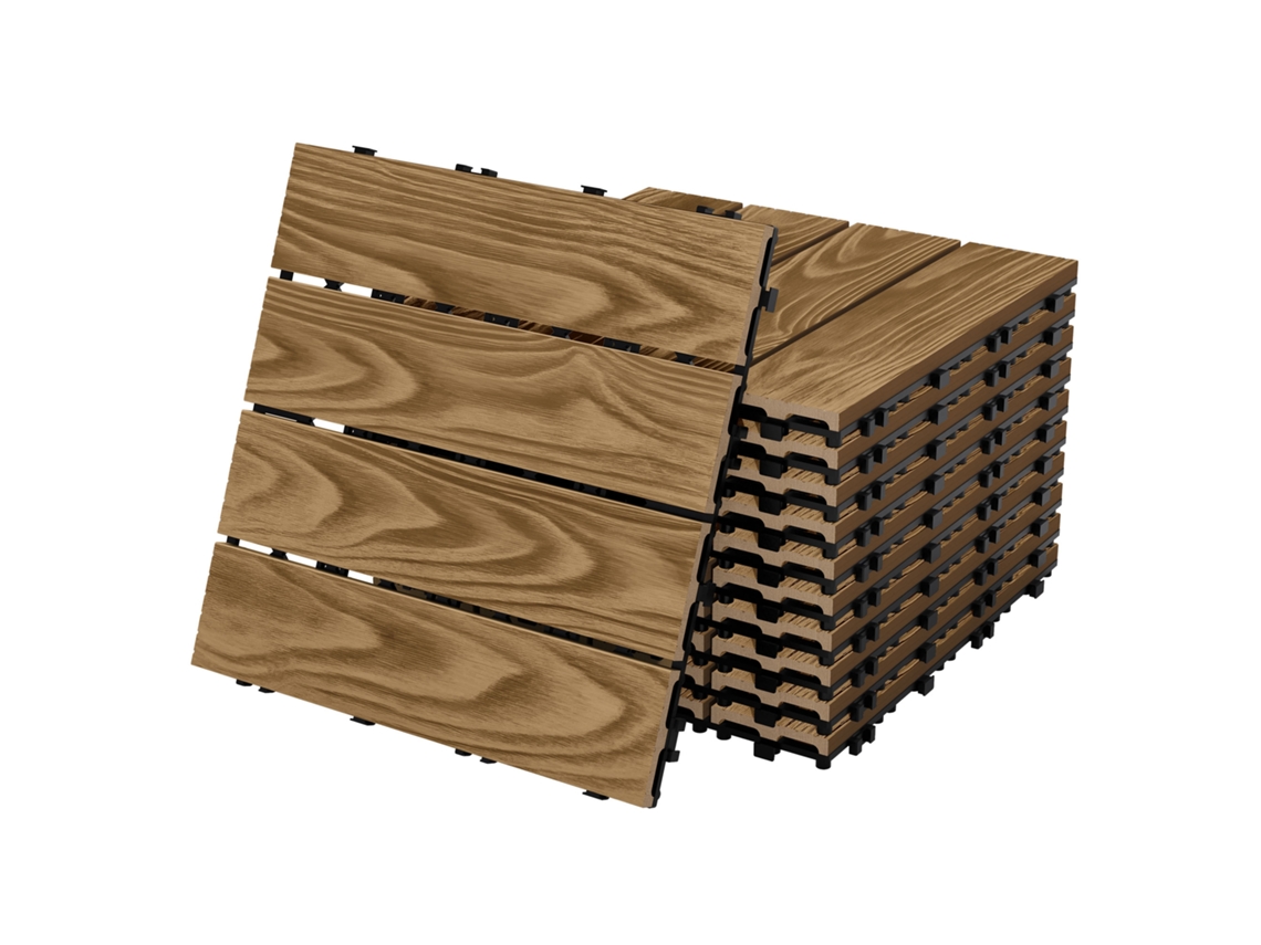 Baldosas Para Exterior Ml-design Wpc Marrón Teca Sistema Clic 30x30 Cm 33 Piezas 3m²