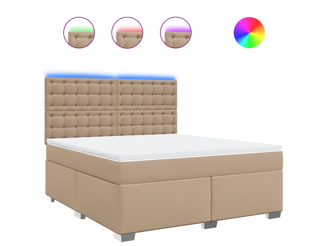 Maison Exclusive - Cama Box Spring Con Colchón Cuero Sintético Capuchino 180x200cm