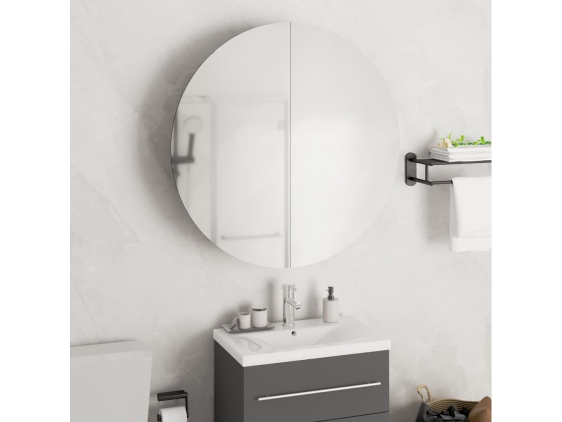 Mueble de baño redondo con espejo y luz LED 54x54x17,5 cm Color Roble Lovely Home