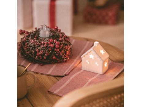 Casita de Navidad LED Cerámica con Batería Bianca