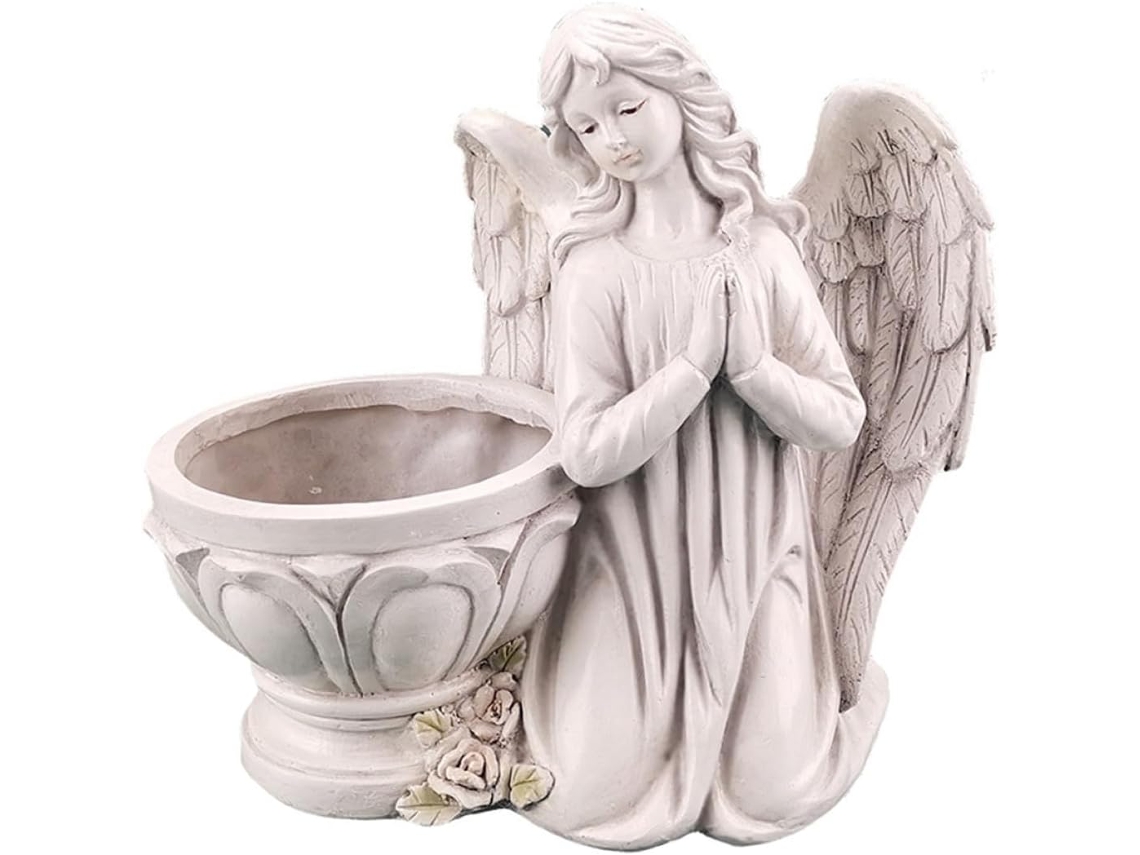 Figura Decorativa De Ángel De Resina Blanca Para Macetas De Flores Suculentas, Adorno De Interior Y