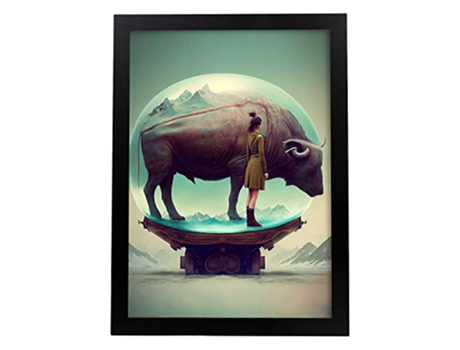 NACNIC Poster Toro En Estilo Surrealismo Cinematográfico Ilustraciones Y Grabados De Historieta Abstracta Y Artística A3 Marcos Negros