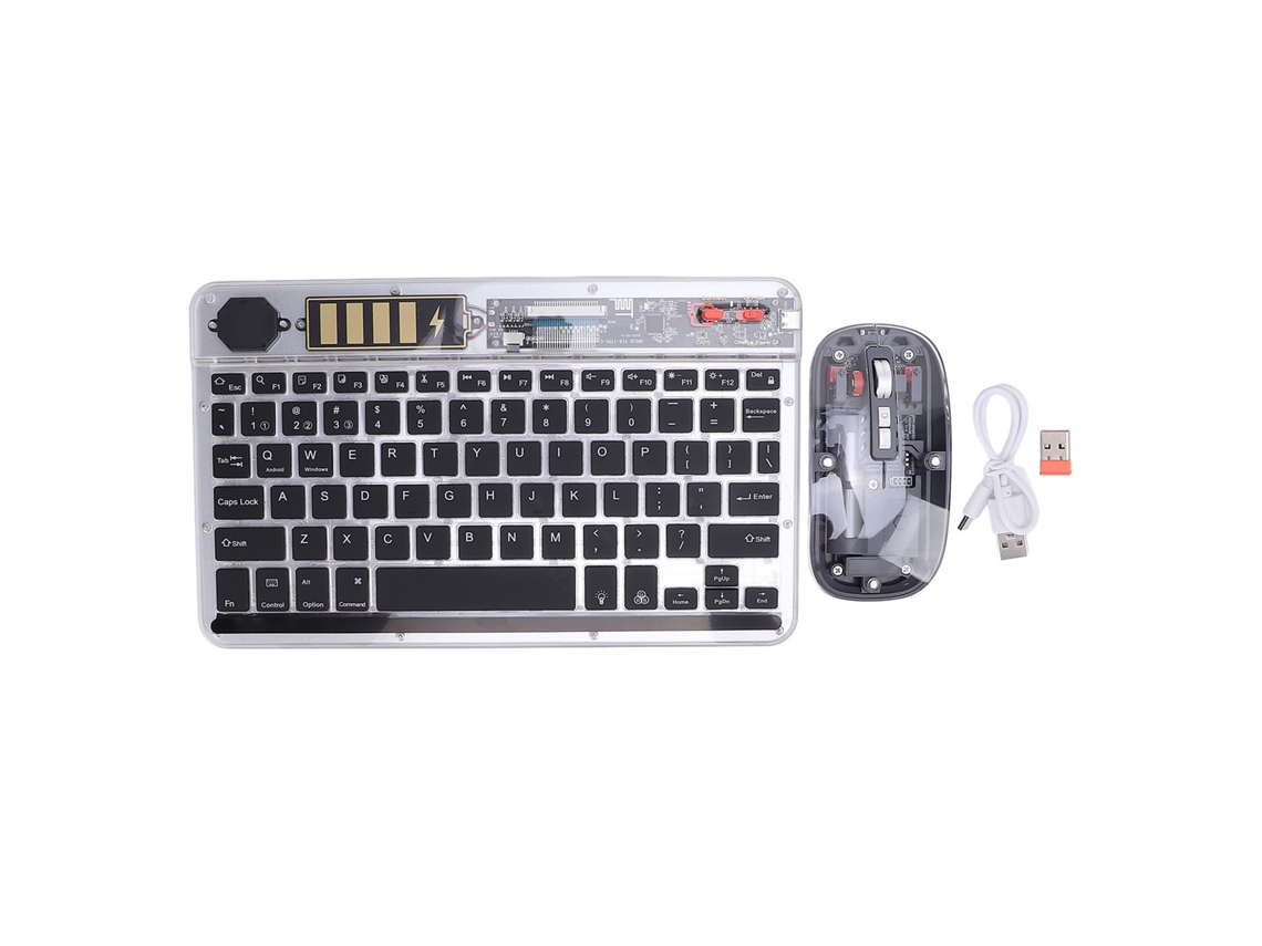 Teclado Y Ratón Inalámbricos Bt5.1 Ultrafinos Con Retroiluminación Rgb, Silenciosos, Para Pc, Portátiles Y Televisores - Negro