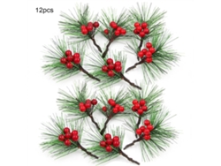 Material decorativo artificial para coronas navideñas PV, 2 paquetes de 12 unidades cada uno.