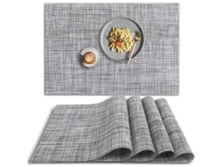 Rebe-manteles Pvc Antideslizantes Resistentes Al Calor Lavables, 4 Unidades, Gris (18"x12")