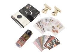 Set Regalo Cuaderno De Mano Antiguo Con Cinta Dorada Grúa Y Notas Tapa Dura