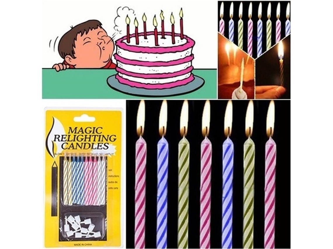 10 Velas Recargables Divertidas Para Fiestas De Cumpleaños Y Navidad, Ideales Para Bromas.