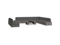Maison Exclusive - 10 Pcs Conjunto Lounge De Jardim Vime Pe Cinzento
