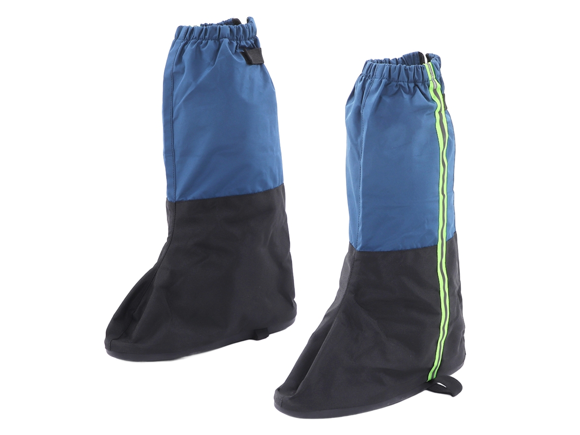 Cubrezapatos impermeables azules con tira reflectante antideslizante para senderismo