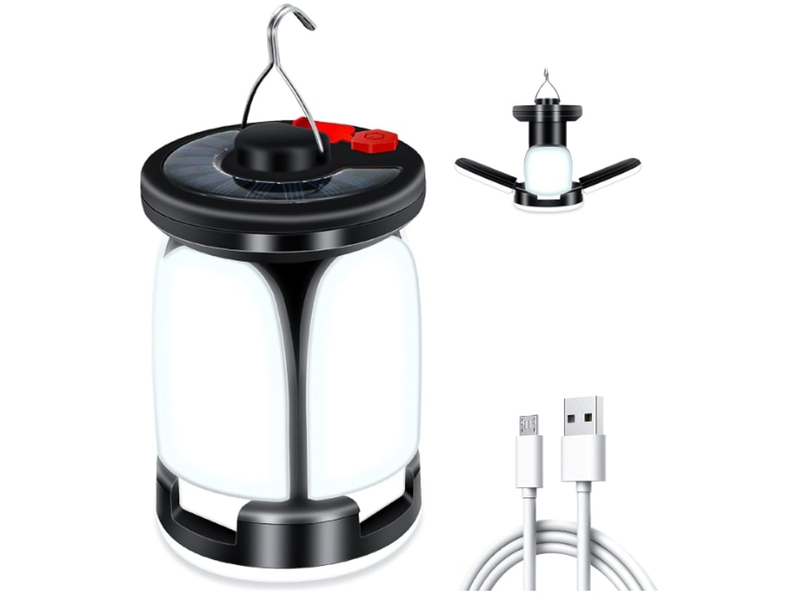 Linterna Yunzii TM B21 con 6 modos de luz, recargable por USB y solar, negra