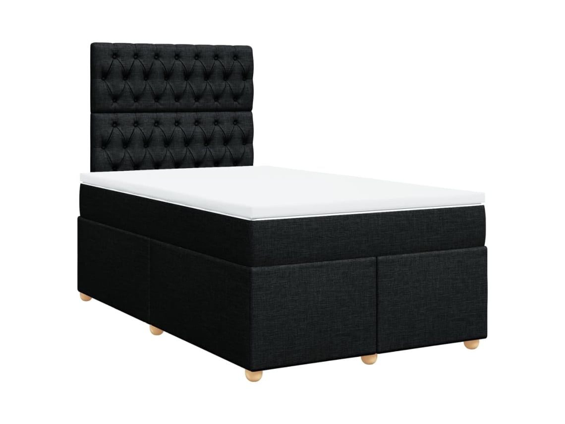 Cama Box Spring Con Colchón Tela Negro 120x200 Cm