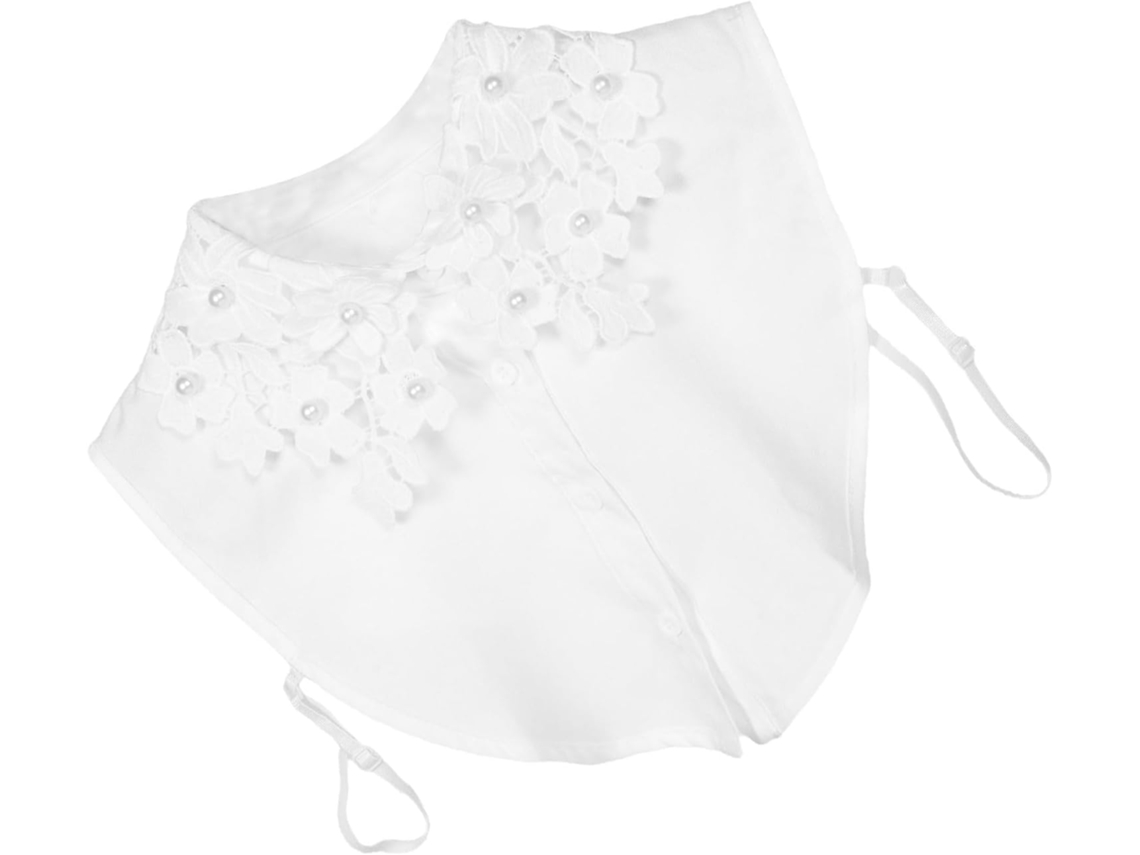 Cuello Desmontable Bordado Para Mujer En Gasa Blanca Calada, Accesorio De Medio Cuello Extraíble